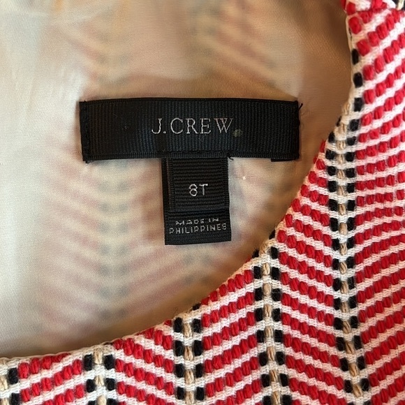 Jcrew Women’s Italian Tie Waist Dress in Tweed Sleeveless Red Tan Black 8T - Picture 11 of 12